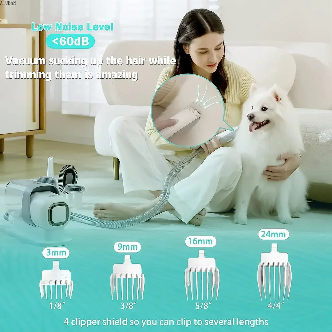 Pet Grooming Vacuum Kit with Low Noise & 2.3L Suction