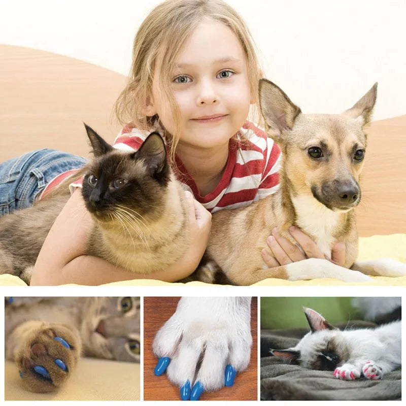 20 Pcs Pet Dog Nail Caps - Soft Claw Control Paw Caps