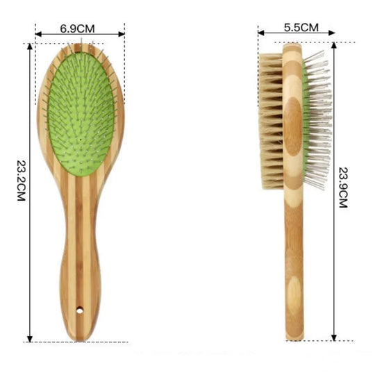 Bamboo Dog Brush Double-Sided Grooming CombBamboo Dog Brush,Dog Grooming Brush,Double Sided Grooming Brush,GROOMING,Stainless Steel Hair Remover