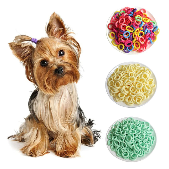 100-Piece Set Elastic Hair Bands Puppy Grooming AccessoriesAccessories,Colorful Hair Bands,Dog Grooming,Elastic Hair Bands Puppy,GROOMING,Grooming Accessories,Pet Hair Bands