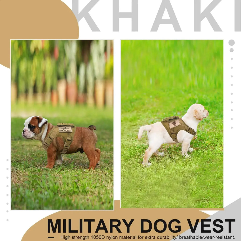 Khaki Adjustable Tactical Vest for Small Dogs