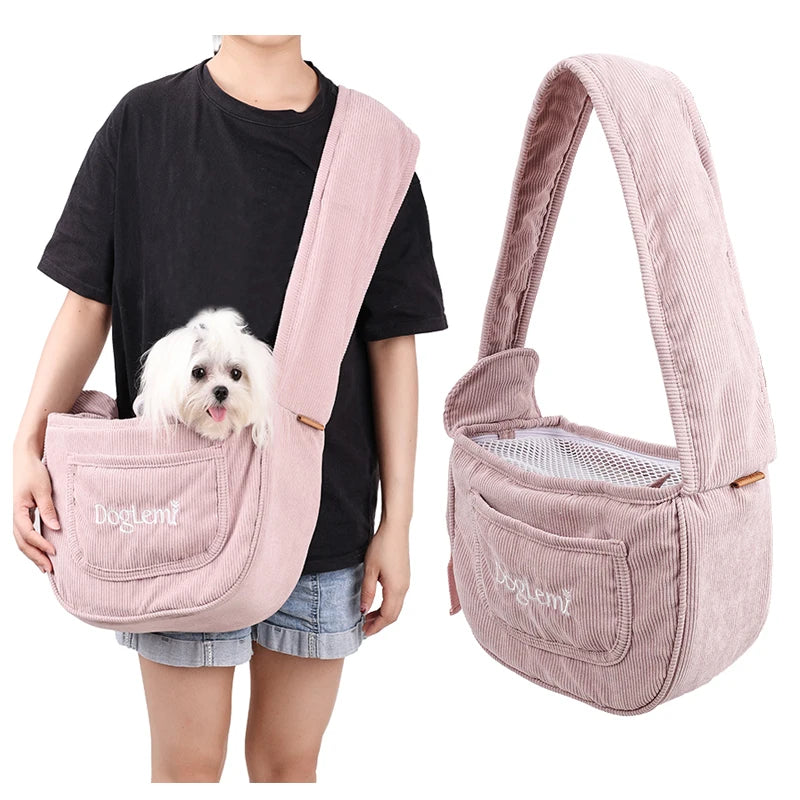 Pet Shoulder Bag - Lightweight Corduroy Travel CarrierCARRIERS,Dog Shoulder Bag,Dog Travel Carrier,Pet Bag,Pet Shoulder Bag