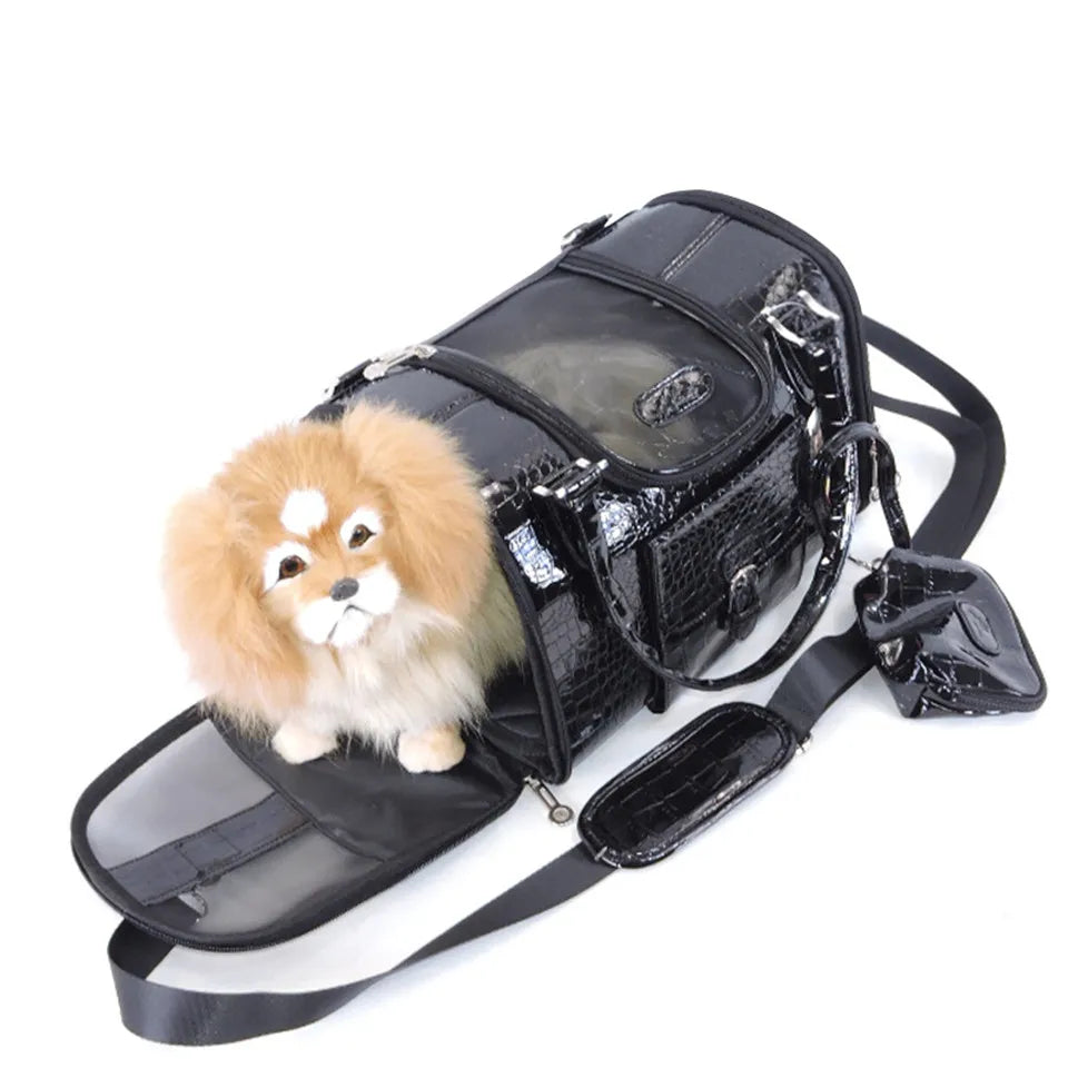 Hanpanda Portable PU Leather Dog Carrier Bag for Small DogsCARRIERS,Portable PU Leather Dog Bag,PU Leather Bag,PU Leather Dog Carrier,Small Dogs Carrier