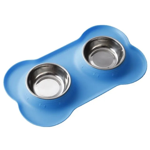 Antislip Double Dog Bowl with Silicone Mat Stainless SteelAntislip Double Dog Bowl,Dog Bowl,FEEDING,Silicone Mat Stainless Steel,Stainless Steel Bowl