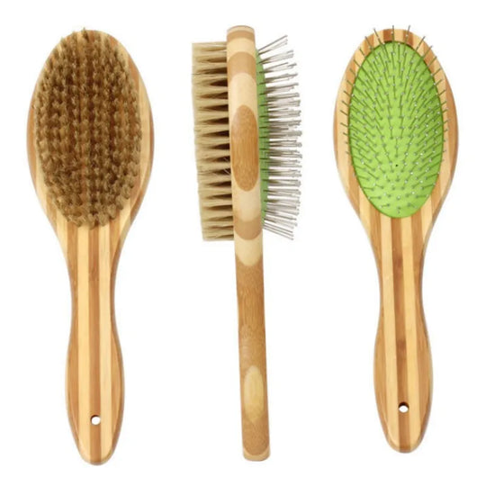 Bamboo Dog Brush Double-Sided Grooming CombBamboo Dog Brush,Dog Grooming Brush,Double Sided Grooming Brush,GROOMING,Stainless Steel Hair Remover