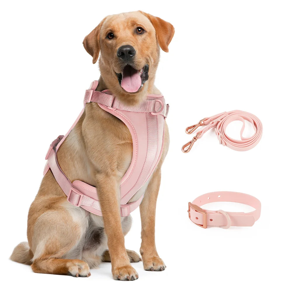 Durable Light Pink Double Dog Leash Set 