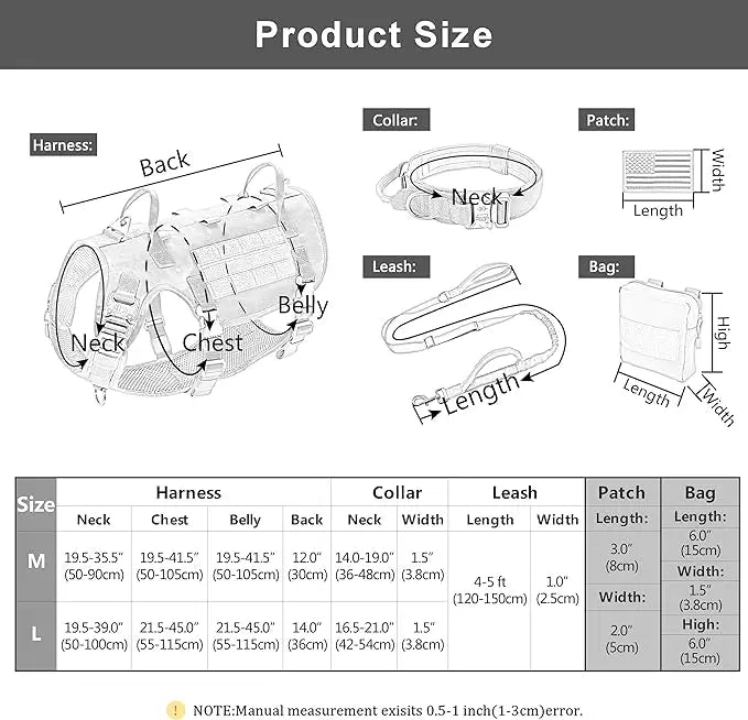 Tactical Military Dog Harness Set - Vest, Leash, Pouches