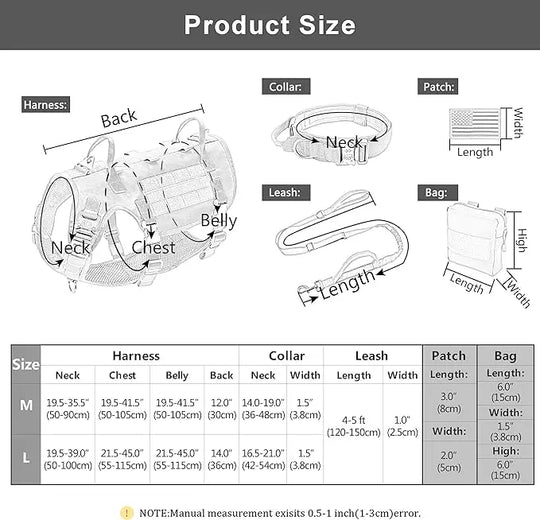 Tactical Military Dog Harness Set - Vest, Leash, Pouches