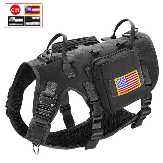 Tactical Military Dog Harness Set - Vest, Leash, Pouches