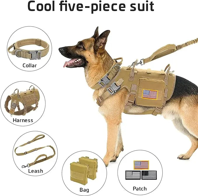 Five - Piece Suit Tactical Military Dog Harness Set