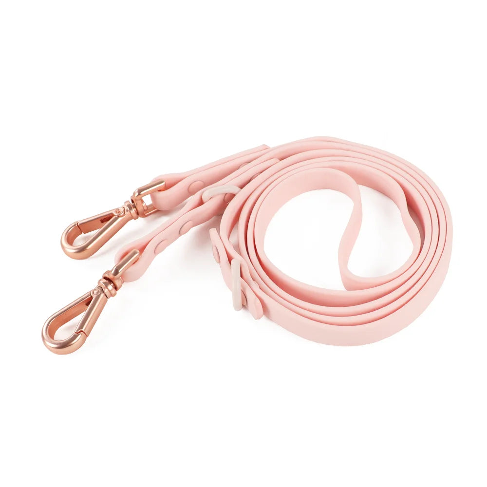 Light Pink Double Dog Leash Set - Adjustable PVC HarnessAdjustable Dog Harness,Adjustable PVC Harness,Dog Harness,Dog Leash Set,HARNESSES