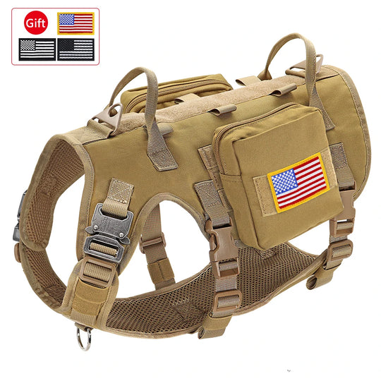 Tactical Military Dog Harness Set - Vest, Leash, Pouches