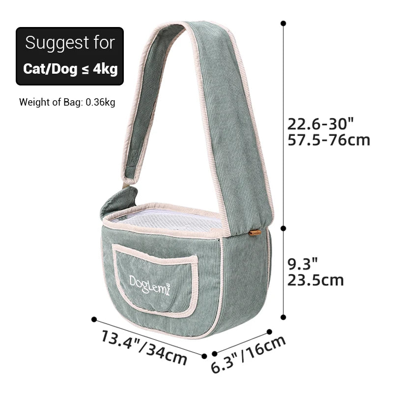 Pet Shoulder Bag - Lightweight Corduroy Travel CarrierCARRIERS,Dog Shoulder Bag,Dog Travel Carrier,Pet Bag,Pet Shoulder Bag