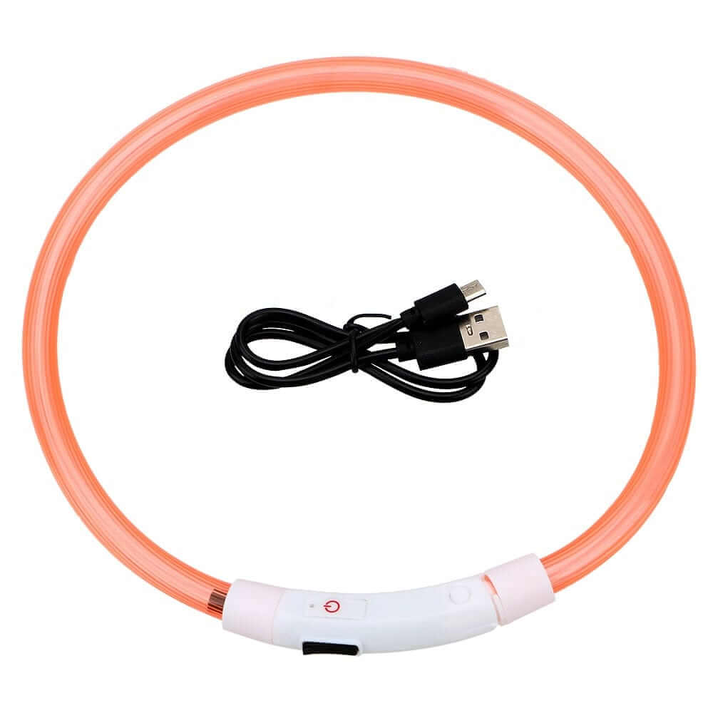 Peach Led Light Dog Collar